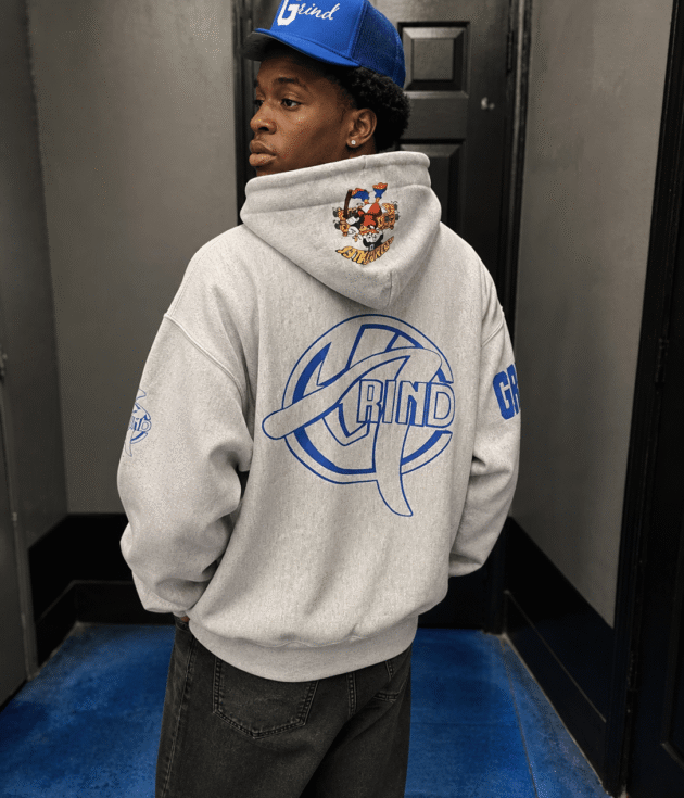 Grind Signature Layered Hoodie – Grey/Blue