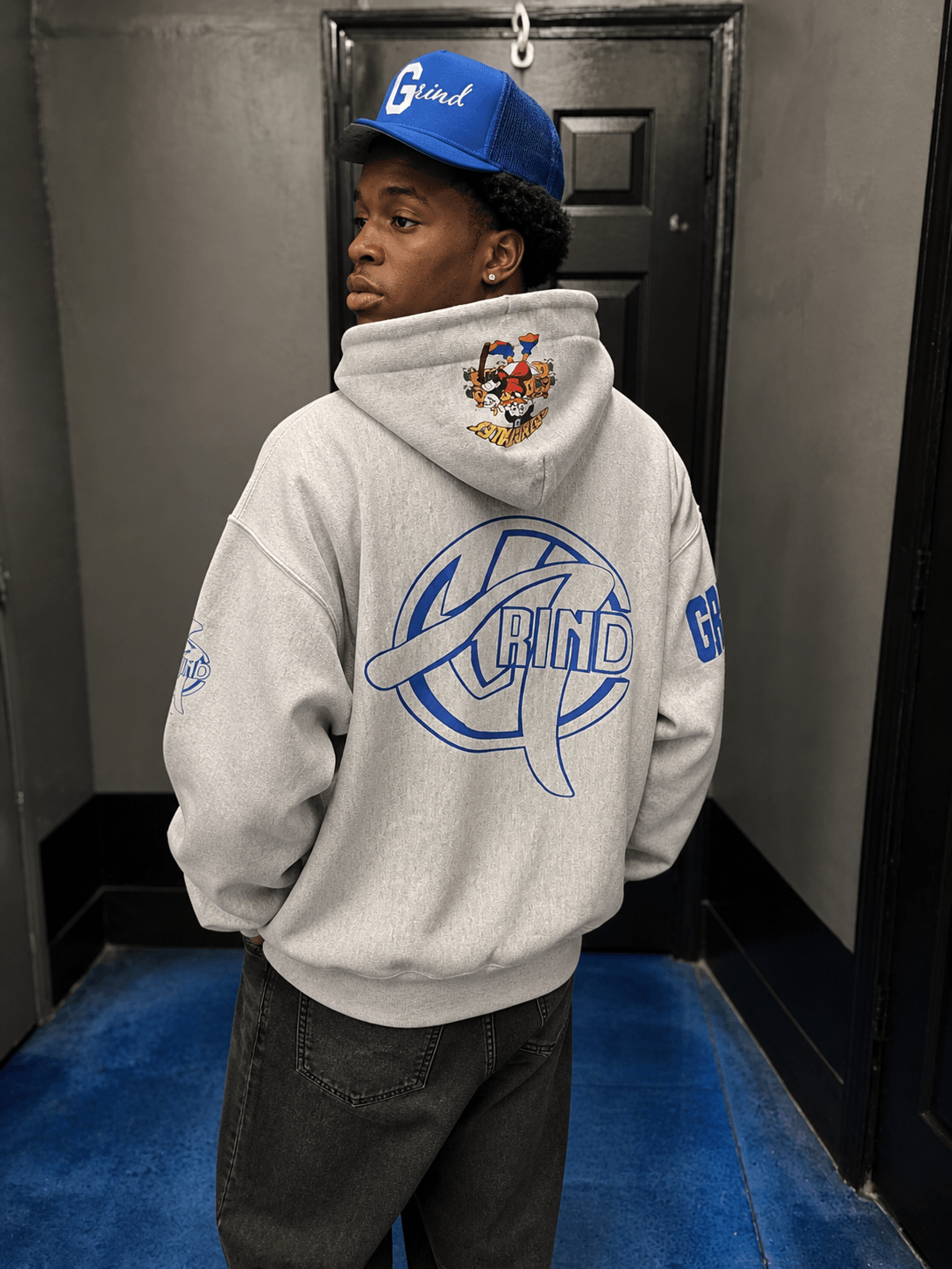 Grind Signature Layered Hoodie – Grey/Blue